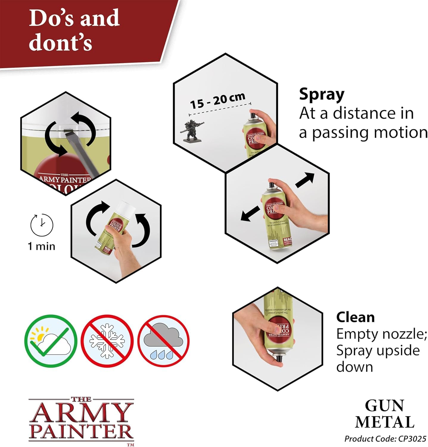 The Army Painter Colour Primer Gun Metal, 400 mL akrylowy spray podkładowy, farba w sprayu do grundowania figurek, modelowania figurek do gier fabularnych, planszowych i bitewnych