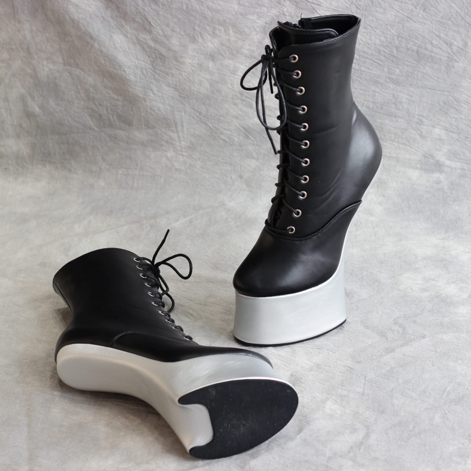 High Heels Sexy 47 Horseshoe Booties 18cm Cosplay Pole Dance Schuhe,Black-44