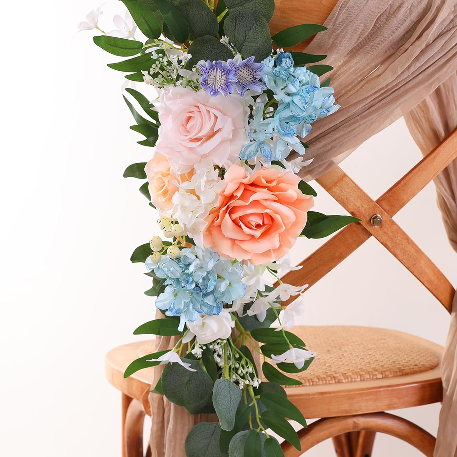 Garisey Artificial Flowers Combo for DIY Wedding Bouquets Combo Centerpieces Arrangements Party Bridal Baby Shower Home Decorations-Blue&White