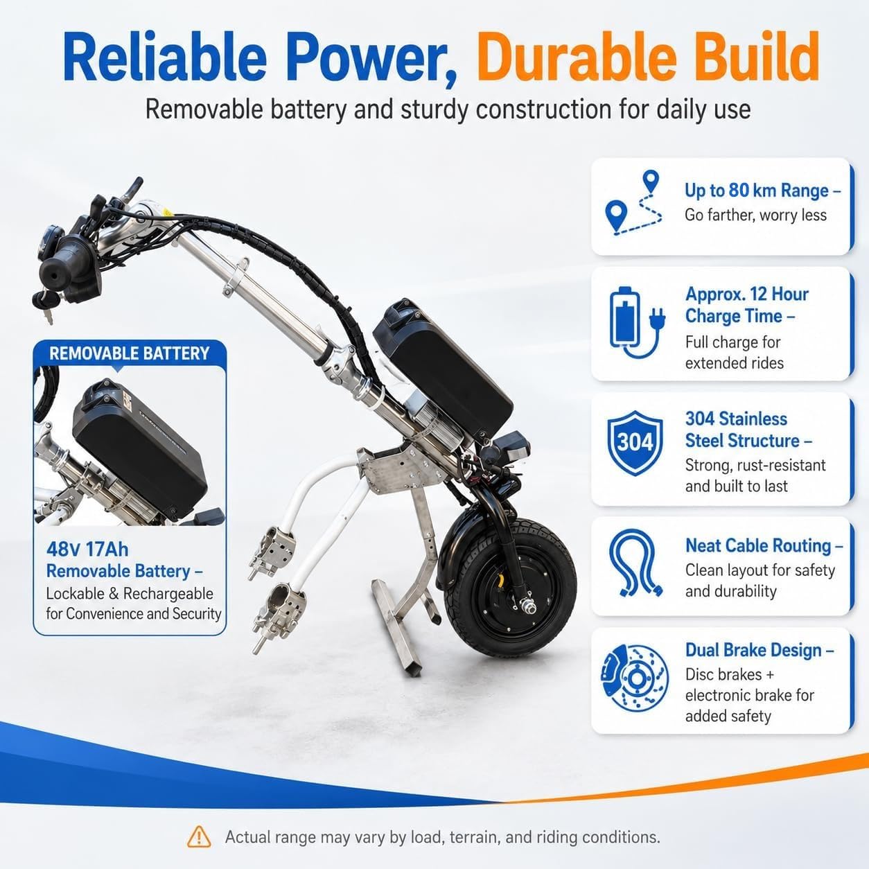 Kit De Conversión a Silla De Ruedas Eléctrica De 500 W, Batería De 17 Ah Y 48 V Con Autonomía De 80 Km, 3 Velocidades Ajustables, Pantalla Lcd, Para Conversión De Silla De Ruedas Manual a Eléctrica(B)