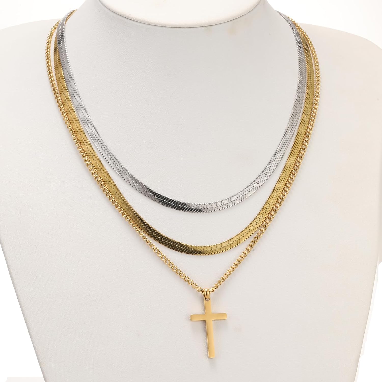 RWQIAN Croce Collana Uomo Argento Crocifisso Collana Acciaio
