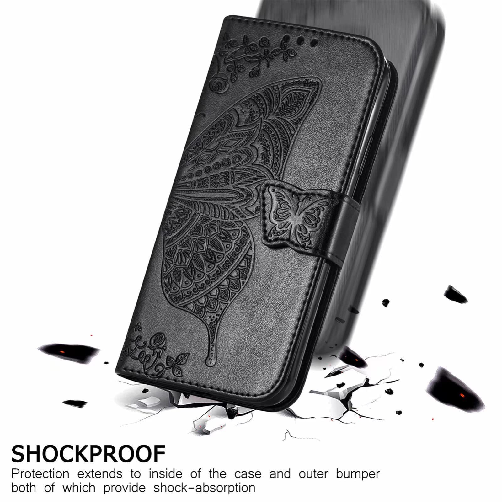 MOJIA Cover Per Honor 50 PRO - Custodia Portafoglio In PU Con Supporto E Slot Per Carte (Nero) - 2