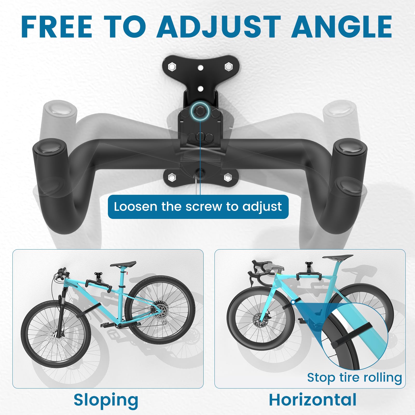 Housolution Supporto da Parete per Biciclette Rack da Garage Regolabile in Acciaio al Carbonio 48,5 lbs 1 Pezzi