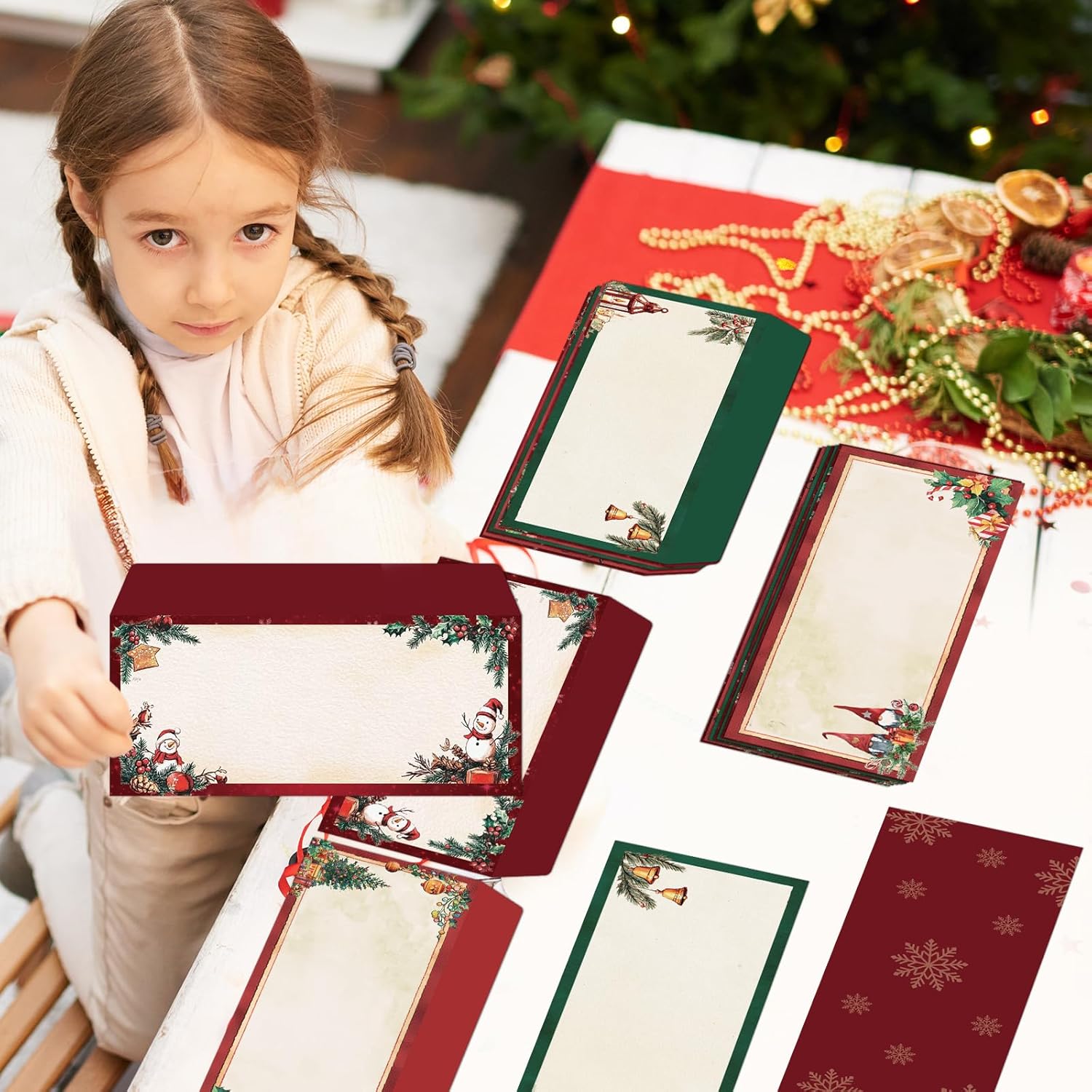 120Pcs Christmas Envelopes 10 Size Holiday Xmas Self Adhesive Envelopes Winter Snowflake Envelope for Greeting Cards Invitations Letter Mailing Business Birthday Party Gift Supplies 4.13 x 9.53 Inch