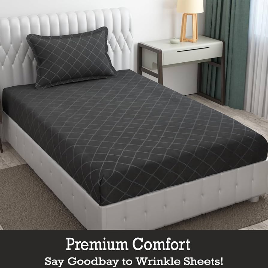 FRESH FROM LOOM Microfiber Single Bed Geometric Bedsheet