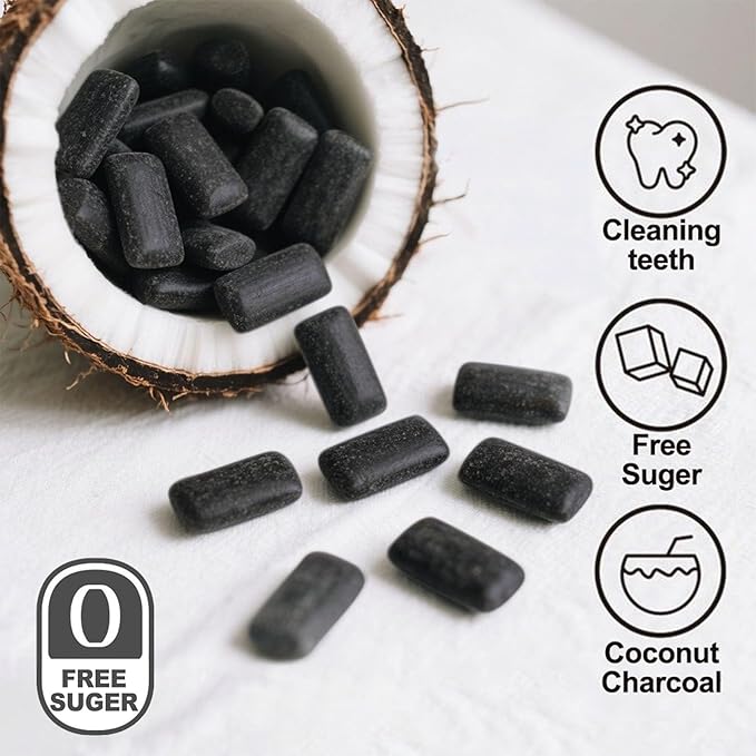 Chicle KWOLYKIM con Carbón de Coco y Xilitol, Sabor Limón Fresco, 100g miniatura 2