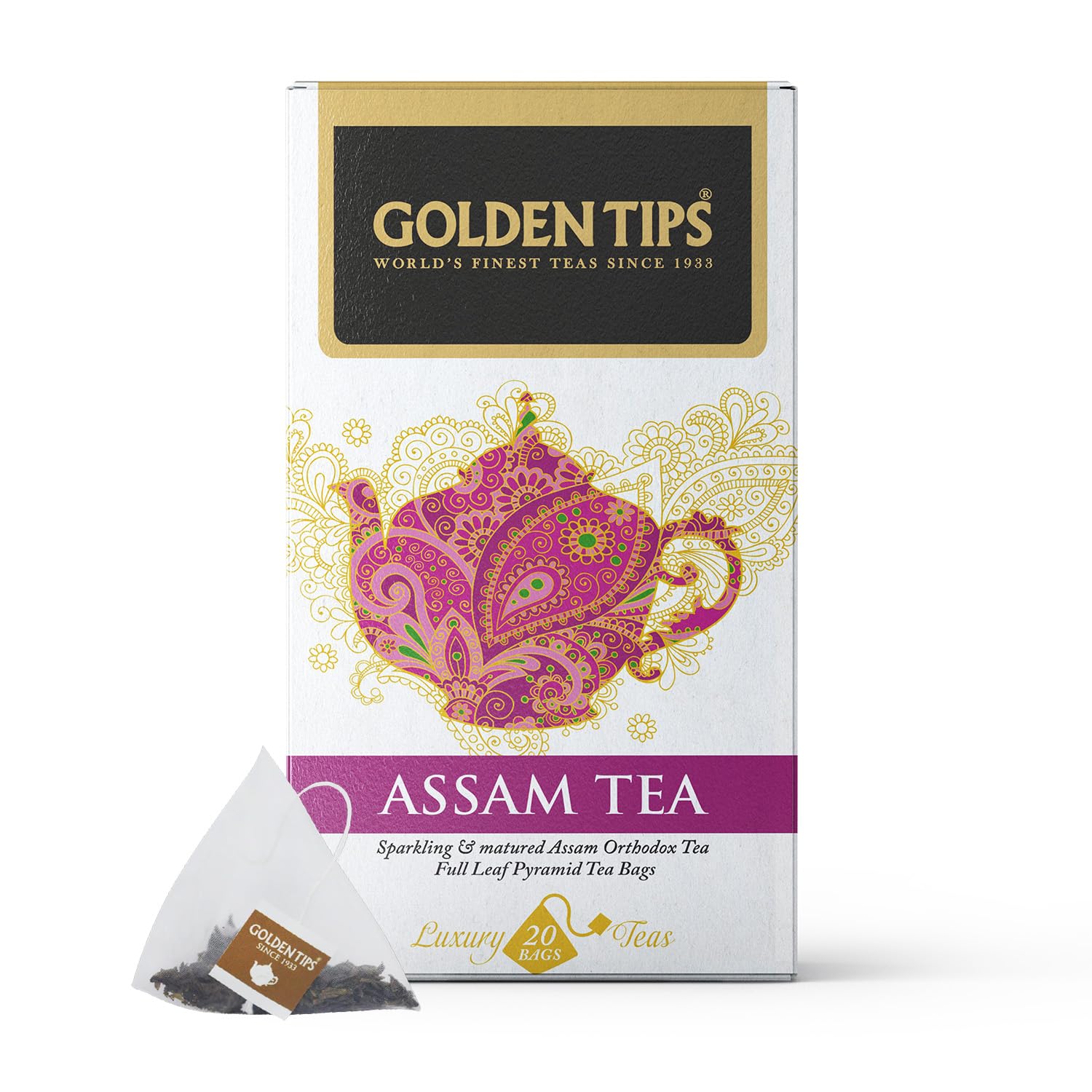 Golden Tips Assam Pyramid Black Tea bag (20 Tea Bags, 40 Gram) (B00LA4880E) Amazon Price History, Amazon Price Tracker