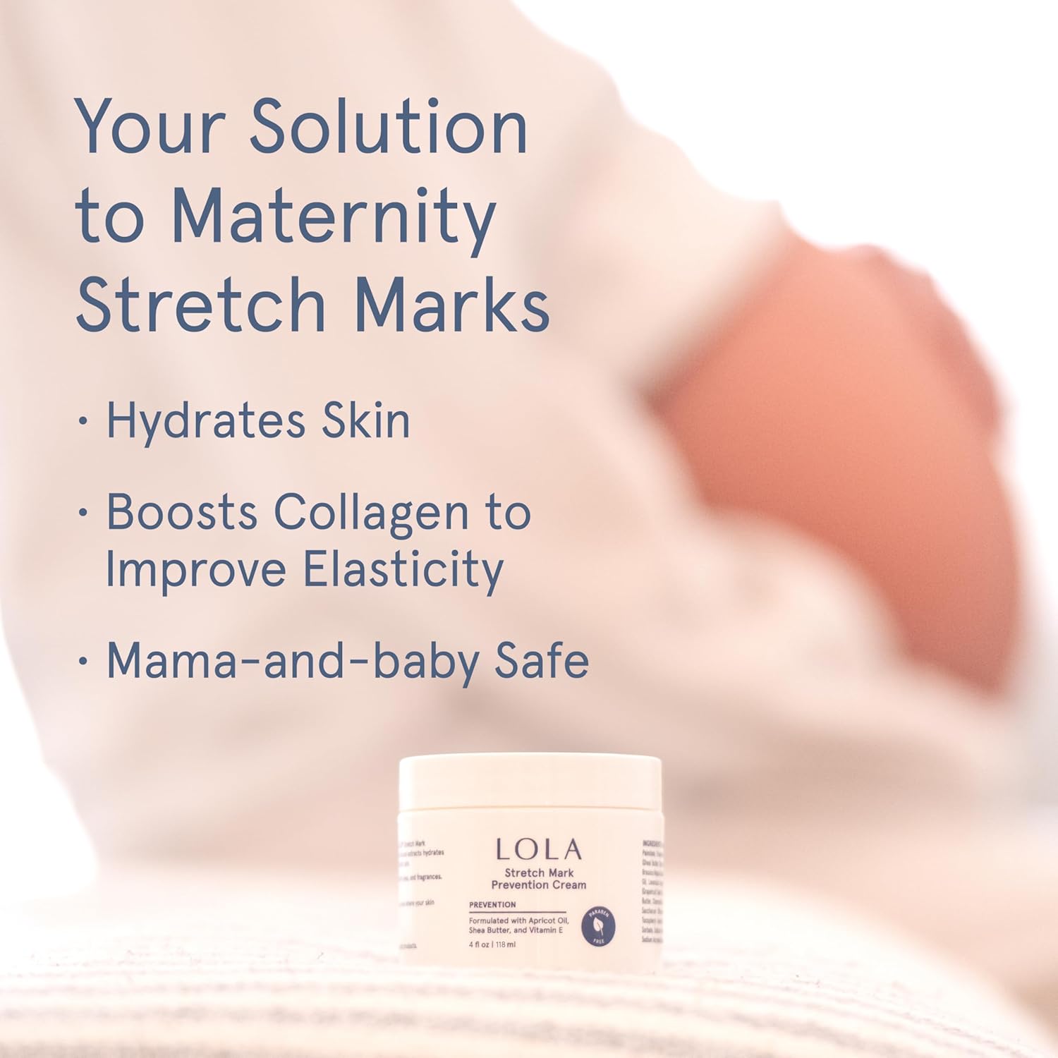 LOLA Stretch Mark Prevention Cream - Hydrating Cocoa Butter Body Oil After Shower - Firming Skin Elasticity for Maternity - Hypoallergenic Scar Cream for Surgical Scars - 4 Fl Oz, Pack of 1 - Image 2