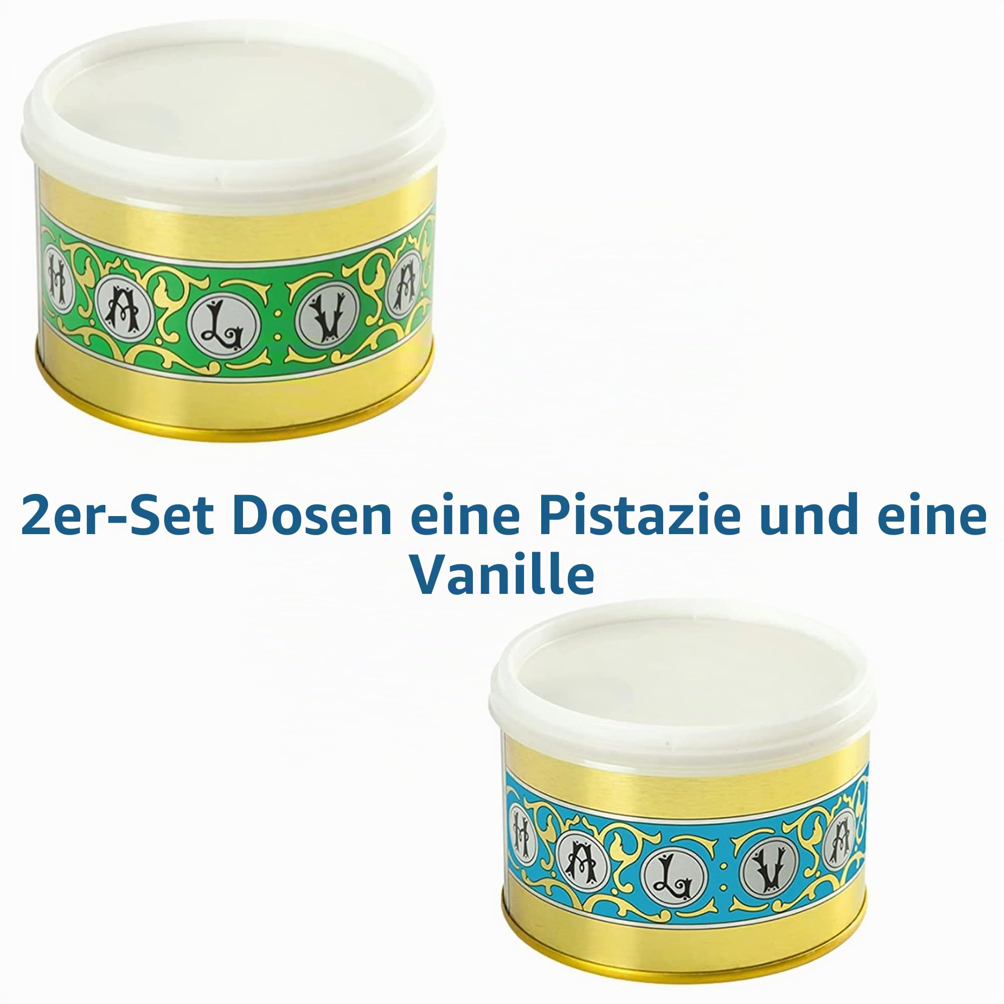 HALVA400-Halva mit Pistaziengeschmack oder Vanille (Set mit 2 Dosen) sehr beliebt von jedermann, reich an Nährstoffen, Proteinen und Kalzium, ein tolles Dessert für Groß und Klein.