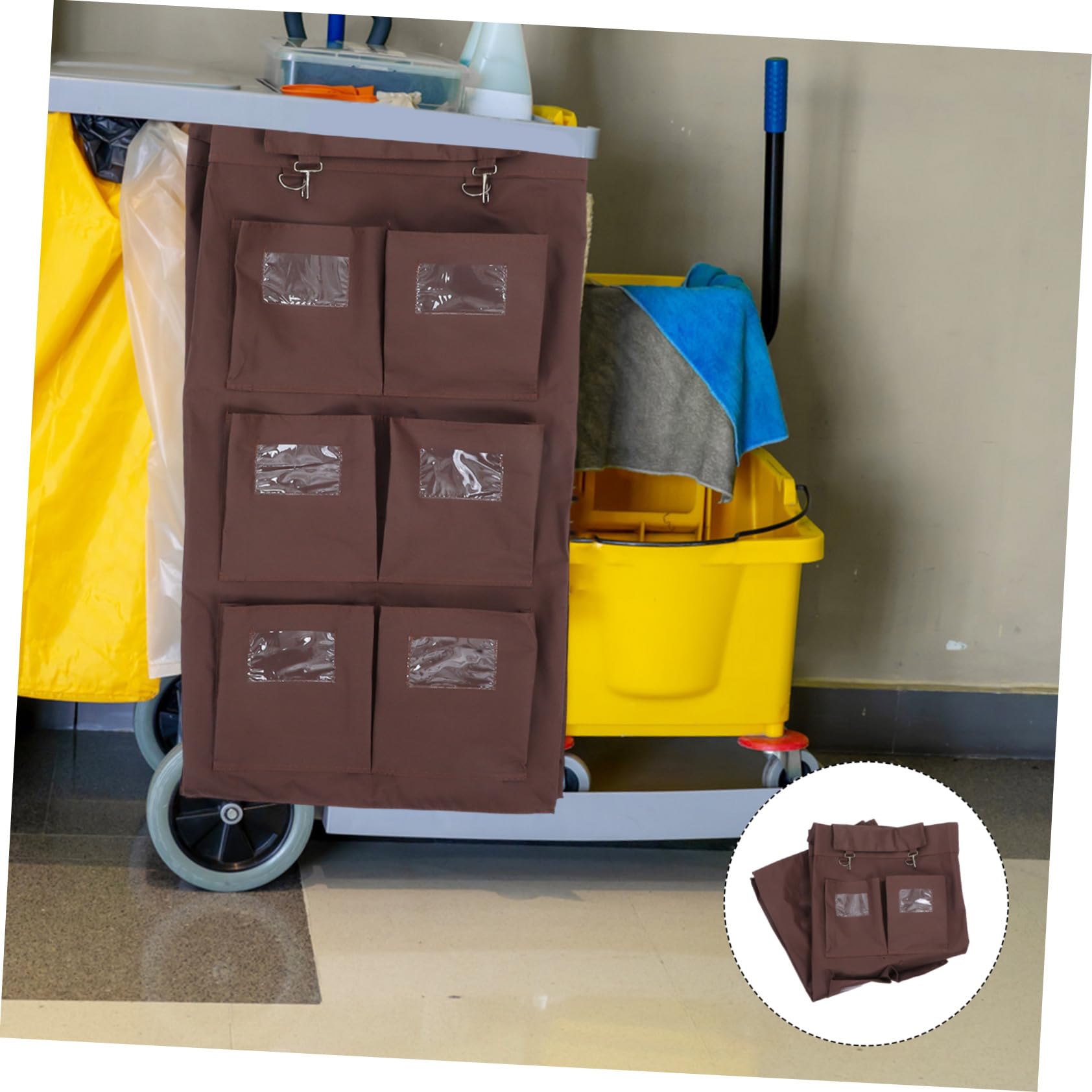 Zerodeko Sac de Rangement pour Chariot de Nettoyage Organisateur avec Panier à Linge à roulettes Grand Sac pour Collecte de Déchets et Outils