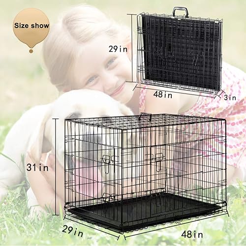 Miniatura 8 de BestPet Jaulas de perro de 24 30 36 42 y 48 pulgadas para perros grandes plegables de alambre mental para perros al aire libre e interior jaula para