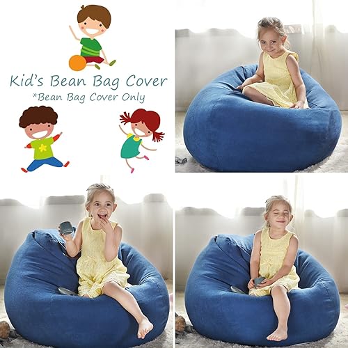 Miniatura 25 de YuppieLife Puf de almacenamiento de animales de peluche, funda de lona para niños (sin relleno)/lavable a máquina y duradera, para decoración de