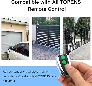 3 Pack Garage Door Remote Compatible with TOPENS M12, Garage Door Opener with 4-Button Wireless Transmitter for Automatic Swing Sliding Gate Opener Garage Door Opener