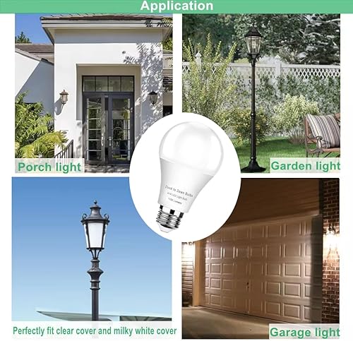 Miniatura 3 de GEPLAD Paquete de 6 bombillas LED A19 con sensor A19, fotocélula automática de encendidoapagado automático para iluminación al aire libre, luz