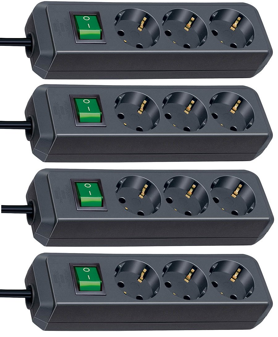 Brennenstuhl Eco-Line - Regleta de enchufes con Interruptor (3 x 5 m)