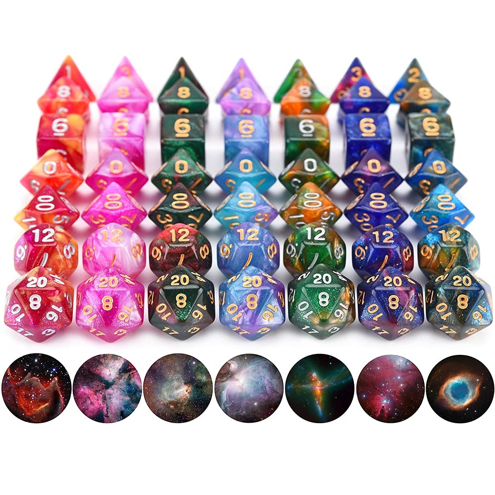 ZX 10. 5 PZ. Dice polyhedral Nebula 15 Colori per Giochi da Tavolo da Gioco DND. Dice Collector.Y212. (Color : Black)