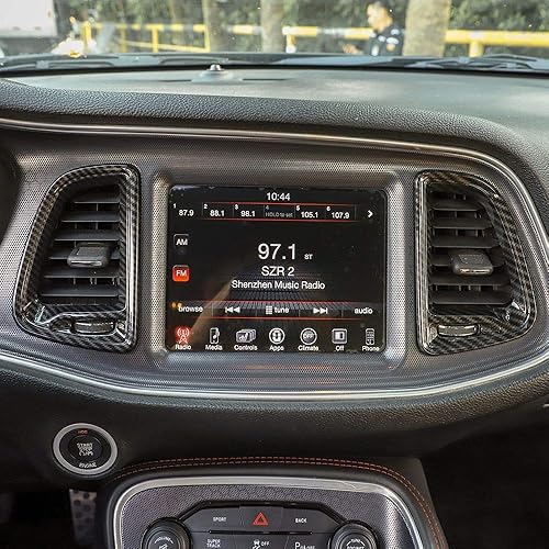 Miniatura 5 de Voodonala para Consolas Centrales de Fibra de Carbono ABS Challenger, Recorte de Cubierta de Salida de Aire Acondicionado para 2015-2023+ Dodge