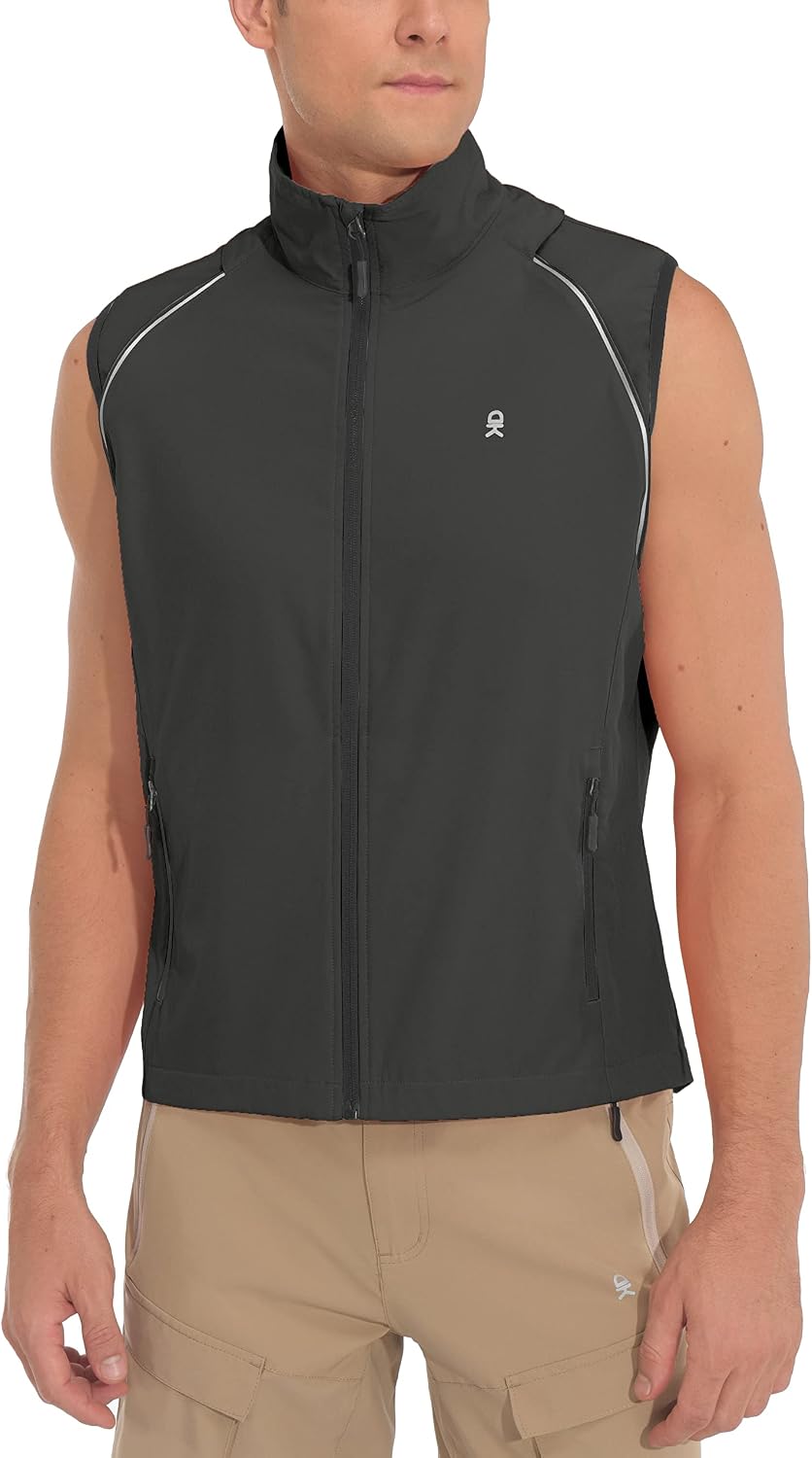 Little Donkey Andy Men's Quick-dry Running Jacket, Convertible UPF 50+ Cycling Jacket Windbreaker with Removable Sleeves