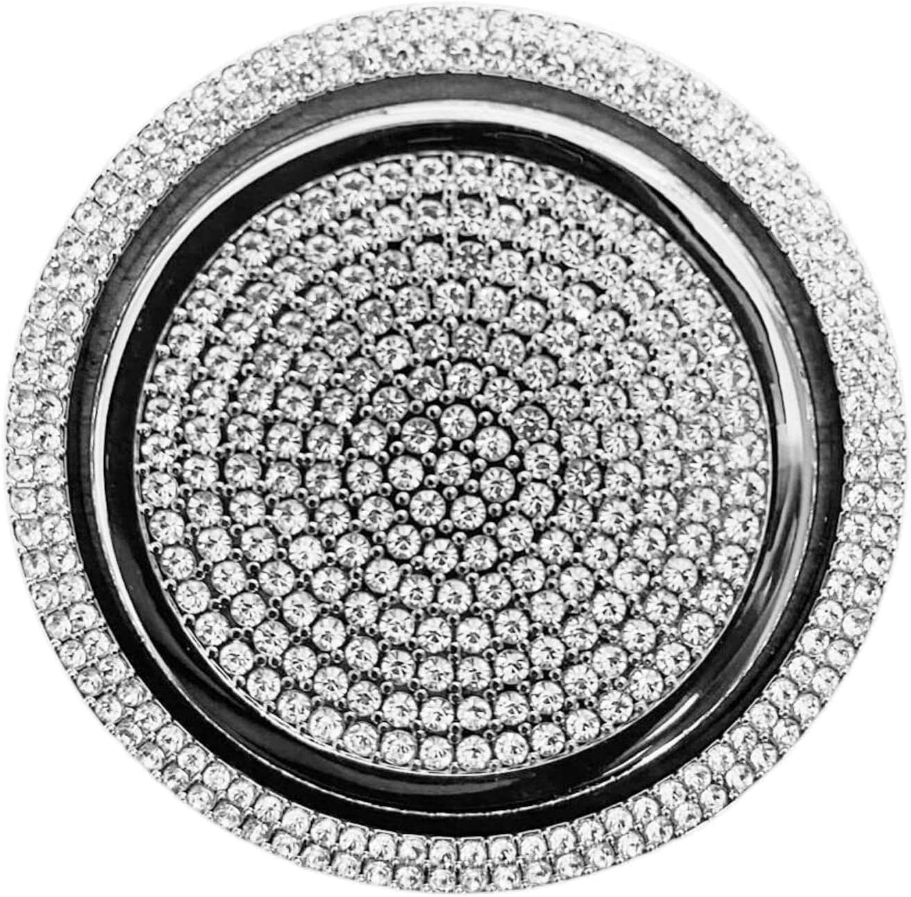 NIUHURU Compatible with Land Rover Range Rover Jaguar Bling Accessories Shift Belt Knob Cover Interior Decorate Diamonds Decals (Silver)