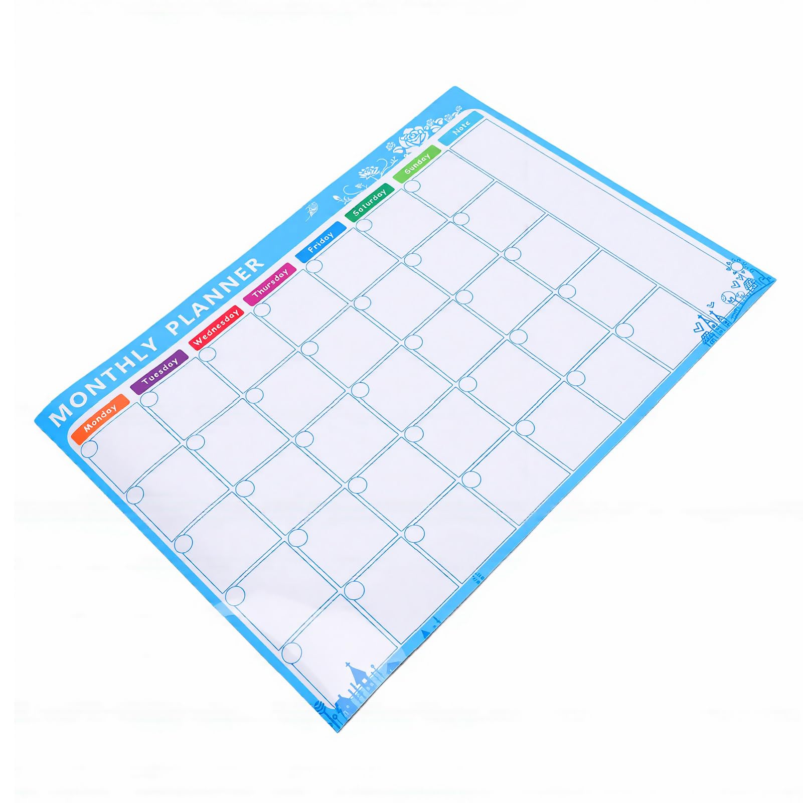 Calendario da Muro Cancellabile a Secco, 4 Pezzi con Magnete, Cancellabile Senza Fantasmi, Calendario a Secco da Muro, Grande Agenda Mensile, Lavagna Bianca con 3 Pennarelli Colorati e Gomma