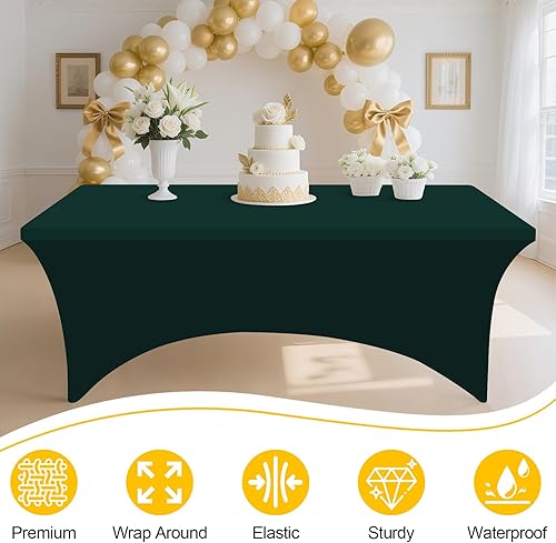 Miniatura 158 de Smiry Paquete de 2 manteles de elastano de 6 pies, elásticos ajustables, lavables y sin arrugas, rectangulares para mesa de patio, para exteriores,