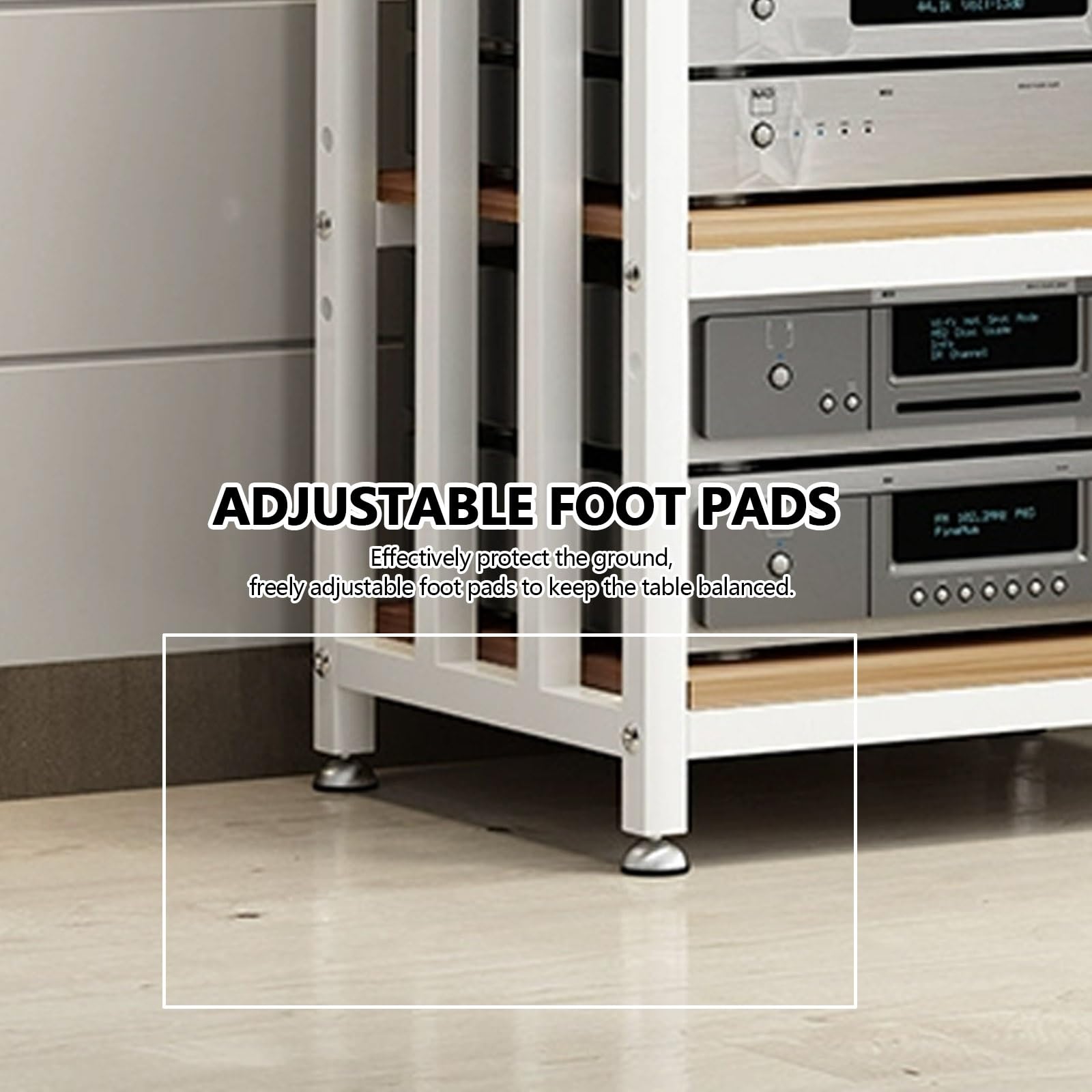 Supporto multi-strato per console multimediale per camera da letto, elegante giradischi e armadietto stereo per dischi in vinile e CD/DVD nizer per centro di intrattenimento.