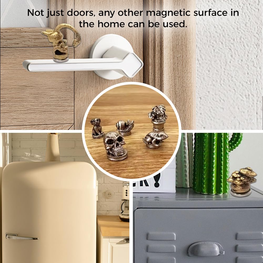 Hinge Heads Decorative Toppers Set Of 8 – 2024 Vintage Animal Door Hinge Magnets, Fun Animal Lovers Gift