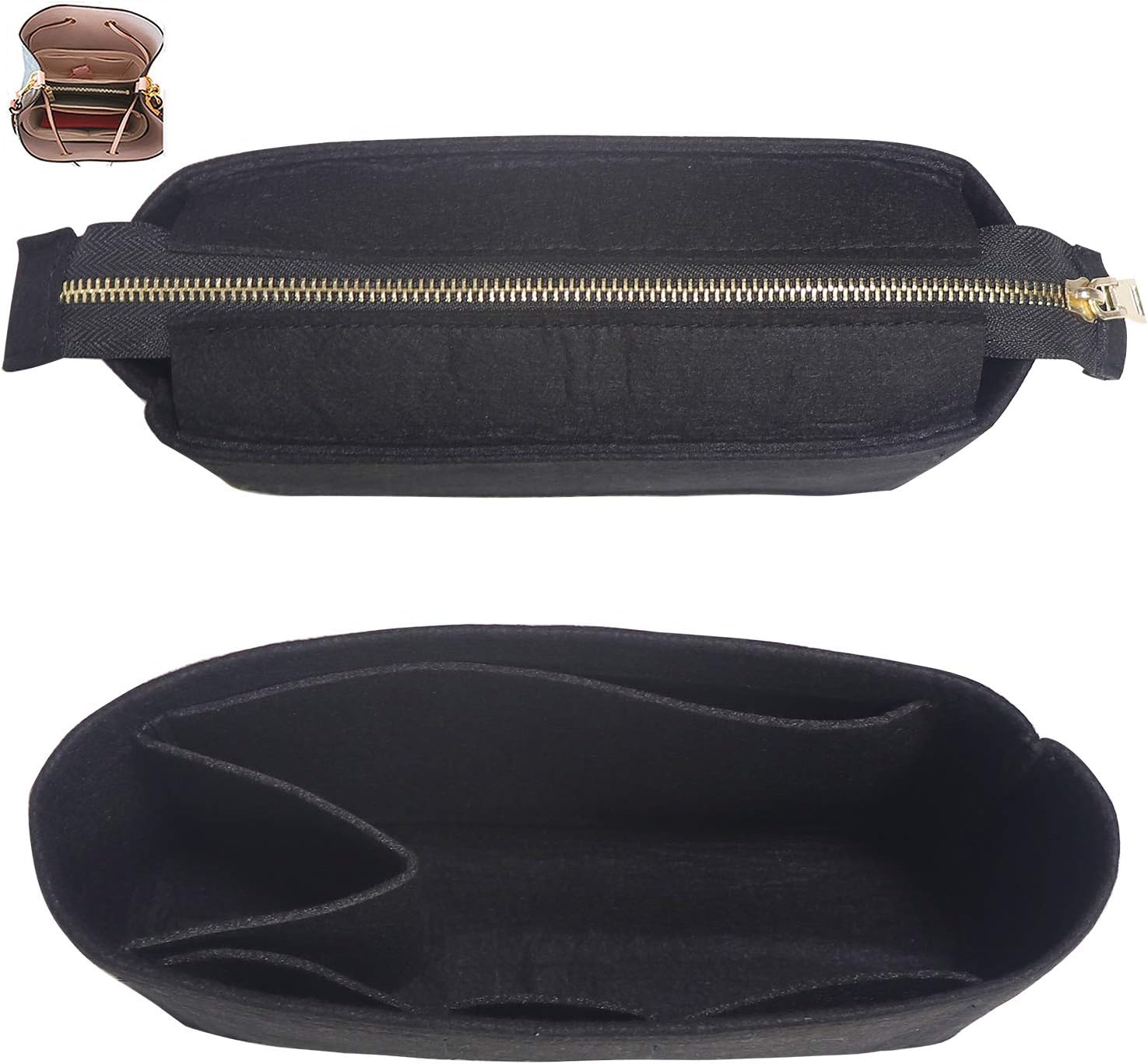 MISIXILE Bag Organizer, Bag Shaper Purse Insert Felt Organizer Fit in NeoNoe Noé and other Bucket Bags - black - Image 2