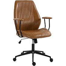 HOMCOM Home Office Desk Chair, PU Leather Computer Chair, Mid Back, Brown