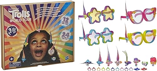 Miniatura 2 de Trolls DreamWorks World Tour Tiny Dancers Rainbow Edition Pack con 12 pequeñas figuras de bailarines, 4 lentes de sol, 10 anillos pequeños, 10