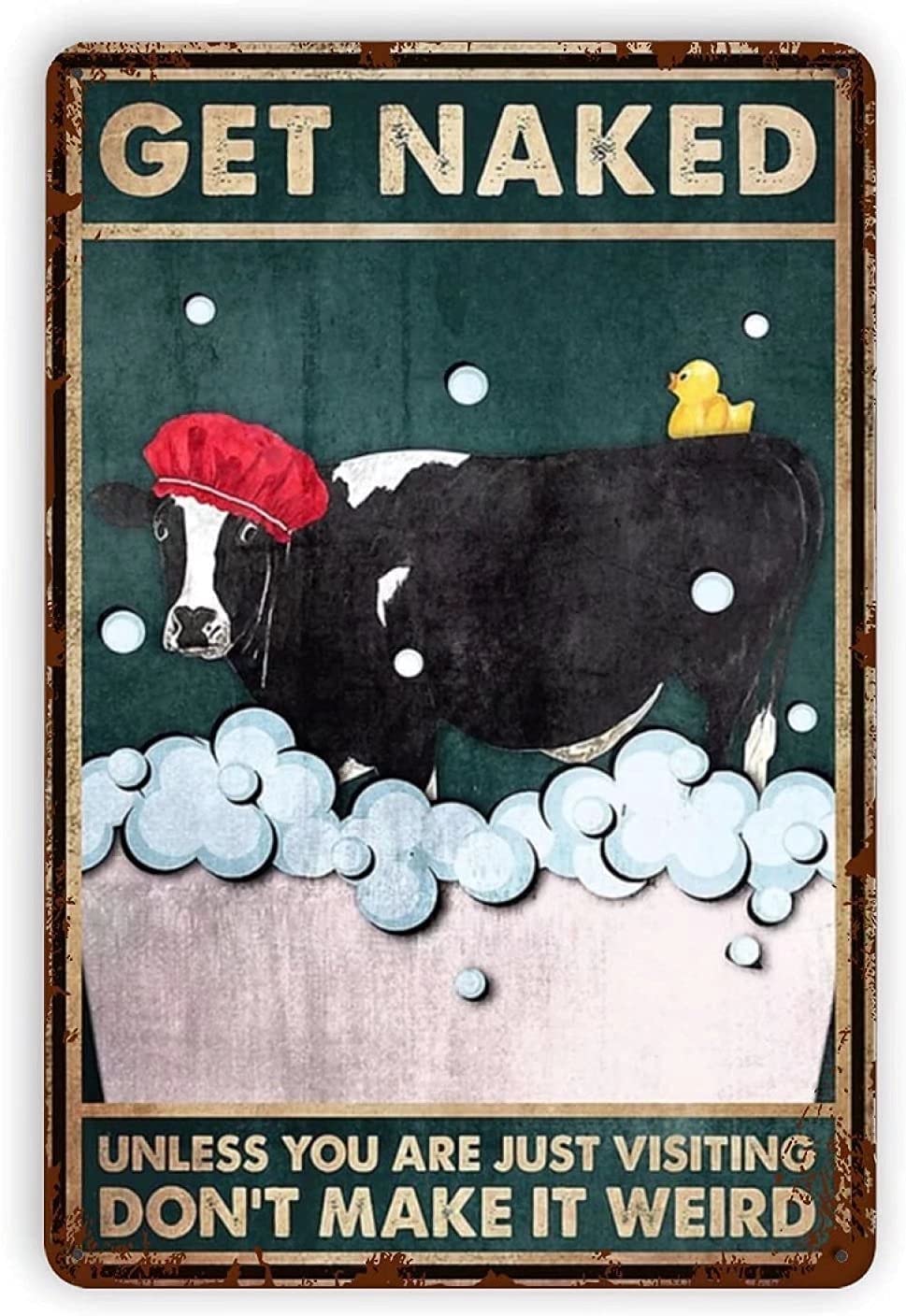 Cow Bathroom Tin Signs Metal Signs, Fun Poster For Bar Kitchen Cafe Farmhouse Wall Decor 8x12inch
