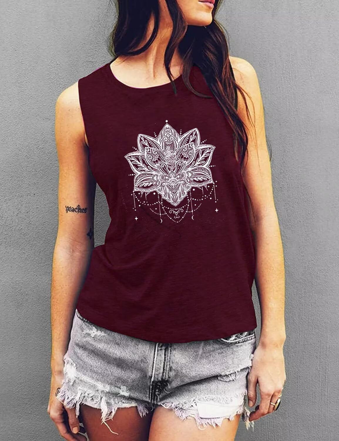 VKEGNIO Vintage Flower Tank Top Women Summer Graphic Sleeveless Tops Tank Bohemian Cute Print Casual Summer Shirts - Image 2