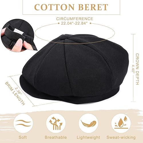 Miniatura 4 de Boina para hombre de algodón plana Ivy Gatsby Newsboy Conducción Sombrero Tweed Derby Sombrero Cabbie Sombreros