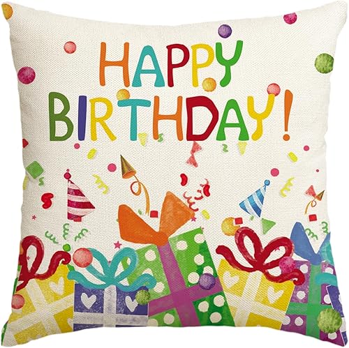 Miniatura 9 de AVOIN colorlife Funda de almohada de feliz cumpleaños, 12 x 20 pulgadas, regalo de cumpleaños, decoración al aire libre para sofá, casa de campo