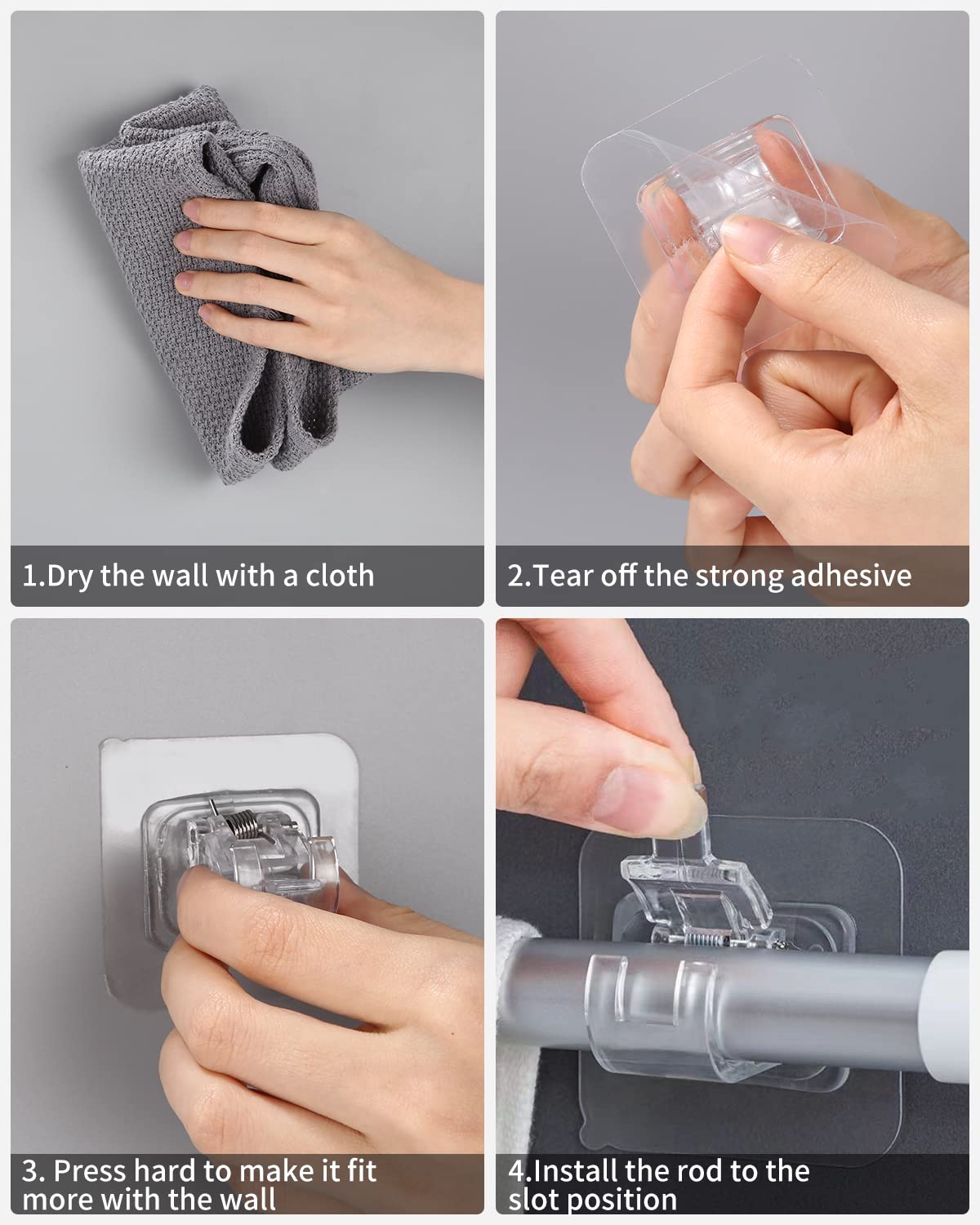 10 Pieces Self-Adhesive Curtain Rod Holders, Curtain Rod Brackets,Curtain  Hooks,Transparent Curtain Rod Bracket,Towel Rails,Hook Holders,for Living  Room, Bathroom, Bedroom : Amazon.se: Home & Kitchen