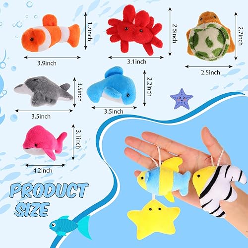 Miniatura 2 de Sratte 90 piezas de animales de peluche oceánicos a granel de animales marinos para premios de regreso a la escuela, niño y niña, lindo llavero de