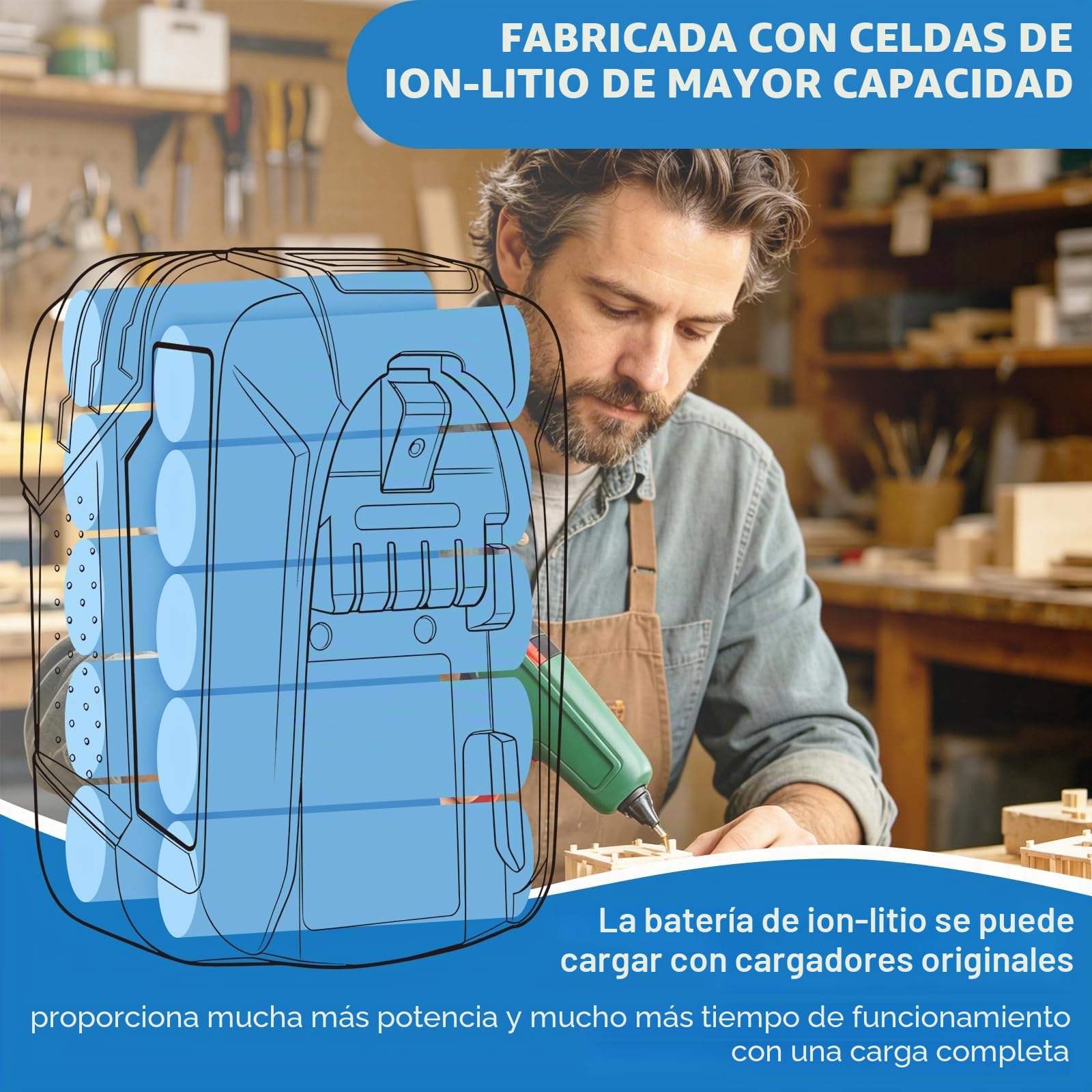 Batería de Repuesto para Bosch PBA/PSB/PSR, 18V, 5500 mAh, Compatible con Herramientas Bosch para casa y jardín
