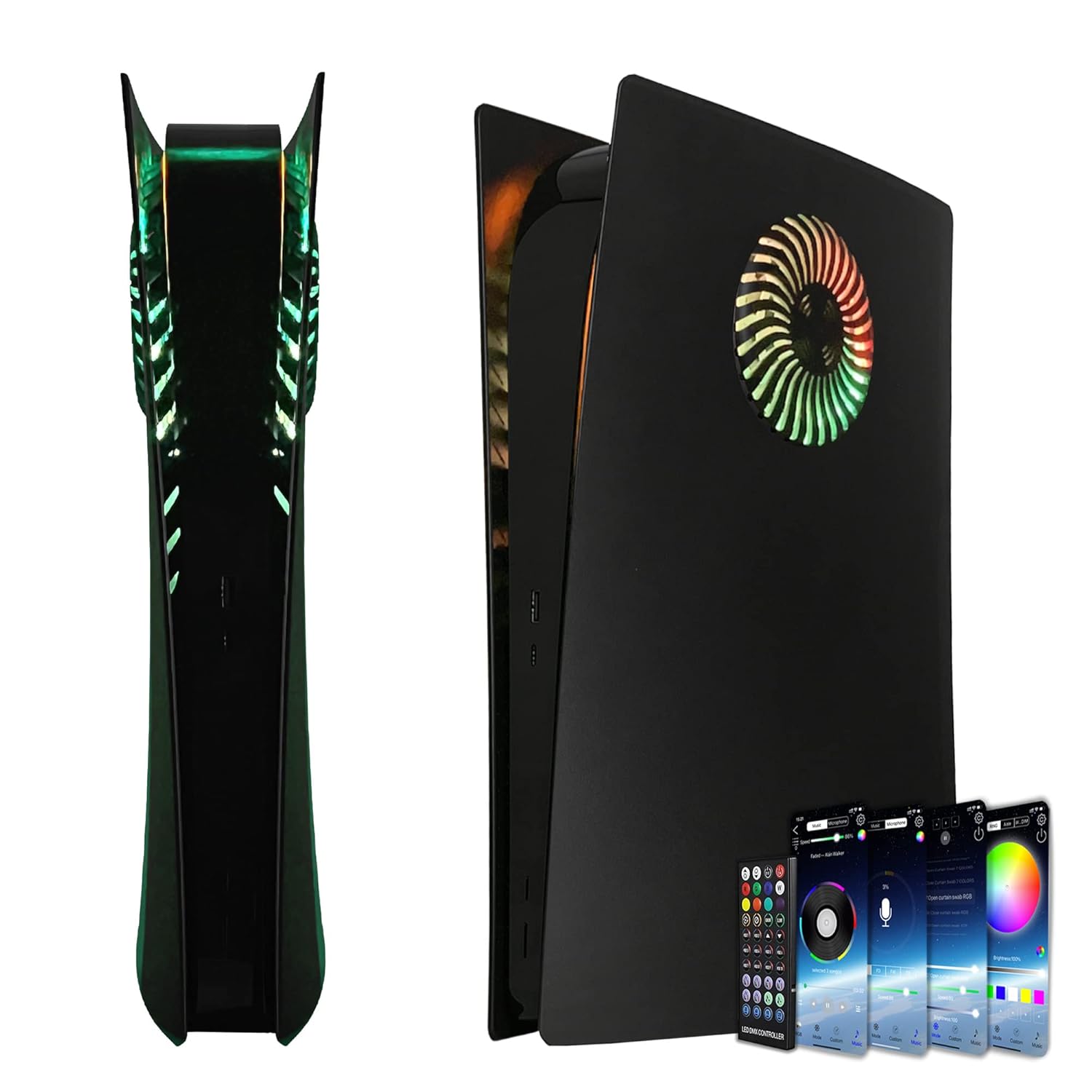 Faceplate with RGB Light Strip for PS5 Digital Edition DOBEWINGDELOU 400 Effects LED Light Ring Console Cover for