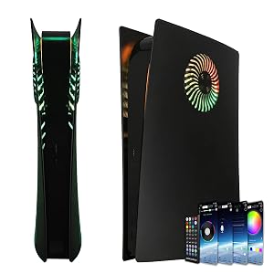 Faceplate with RGB Light Strip for PS5 Digital Edition DOBEWINGDELOU 400 Effects LED Light Ring Console Cover for