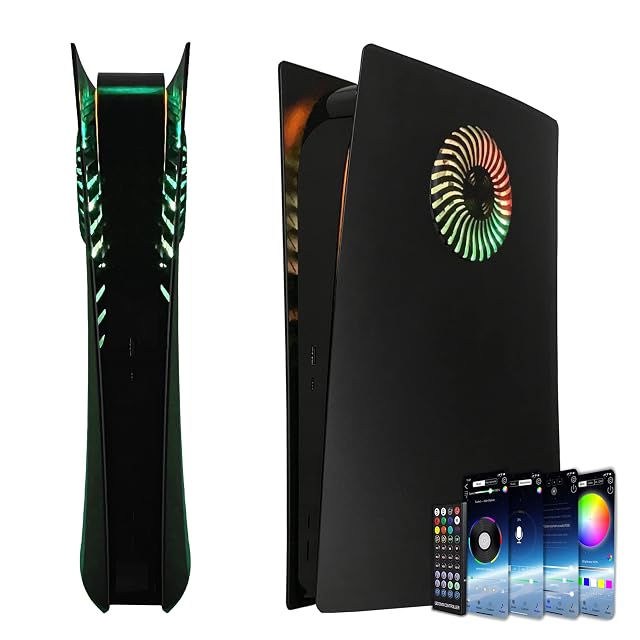 Faceplate with RGB Light Strip for PS5 Digital Edition DOBEWINGDELOU 400 Effects LED Light Ring Console Cover for