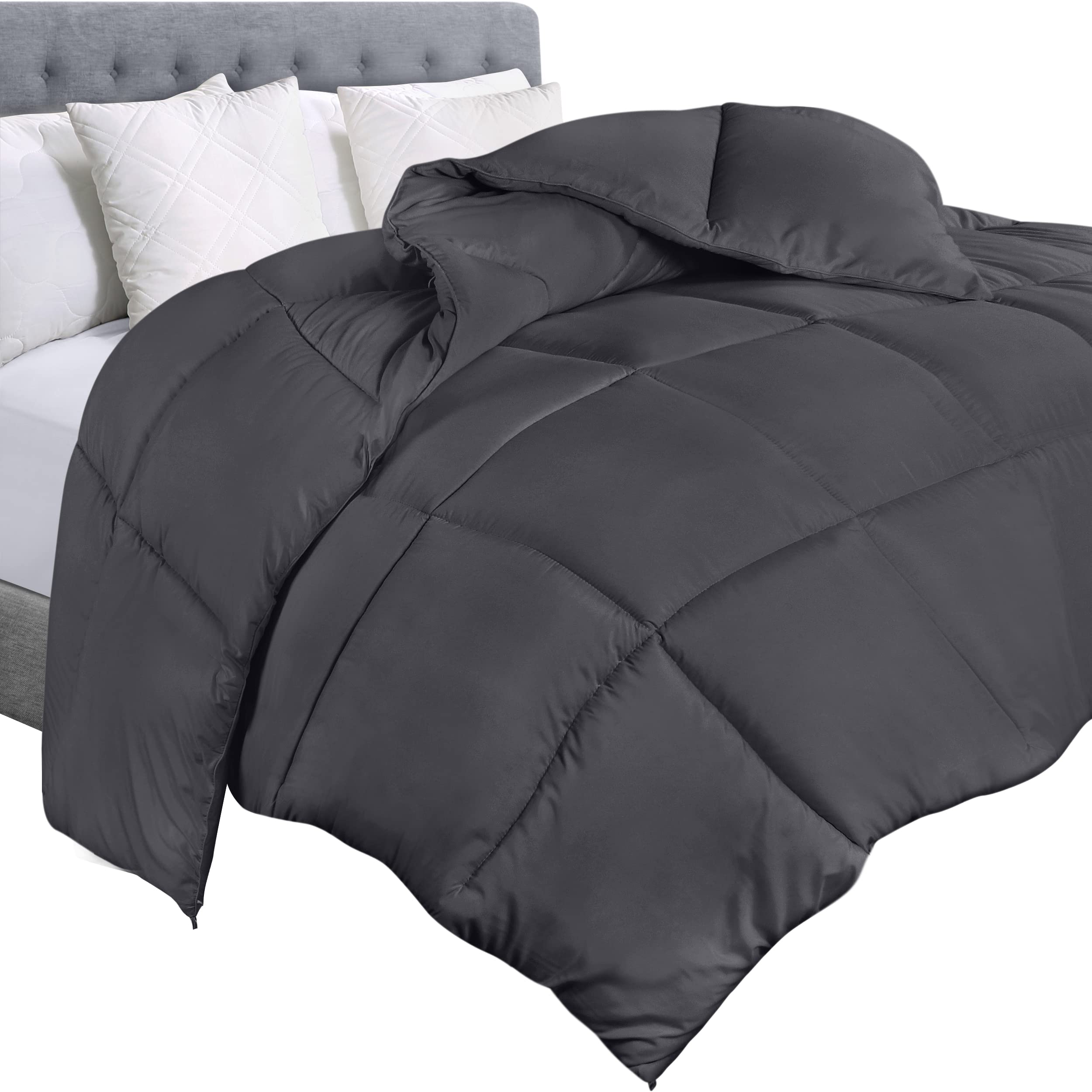 Utopia Bedding Comforter Duvet Insert, Quilted Comforter with Corner Tabs, Box Stitched Down Alternative Comforters Twin Size (Grey)