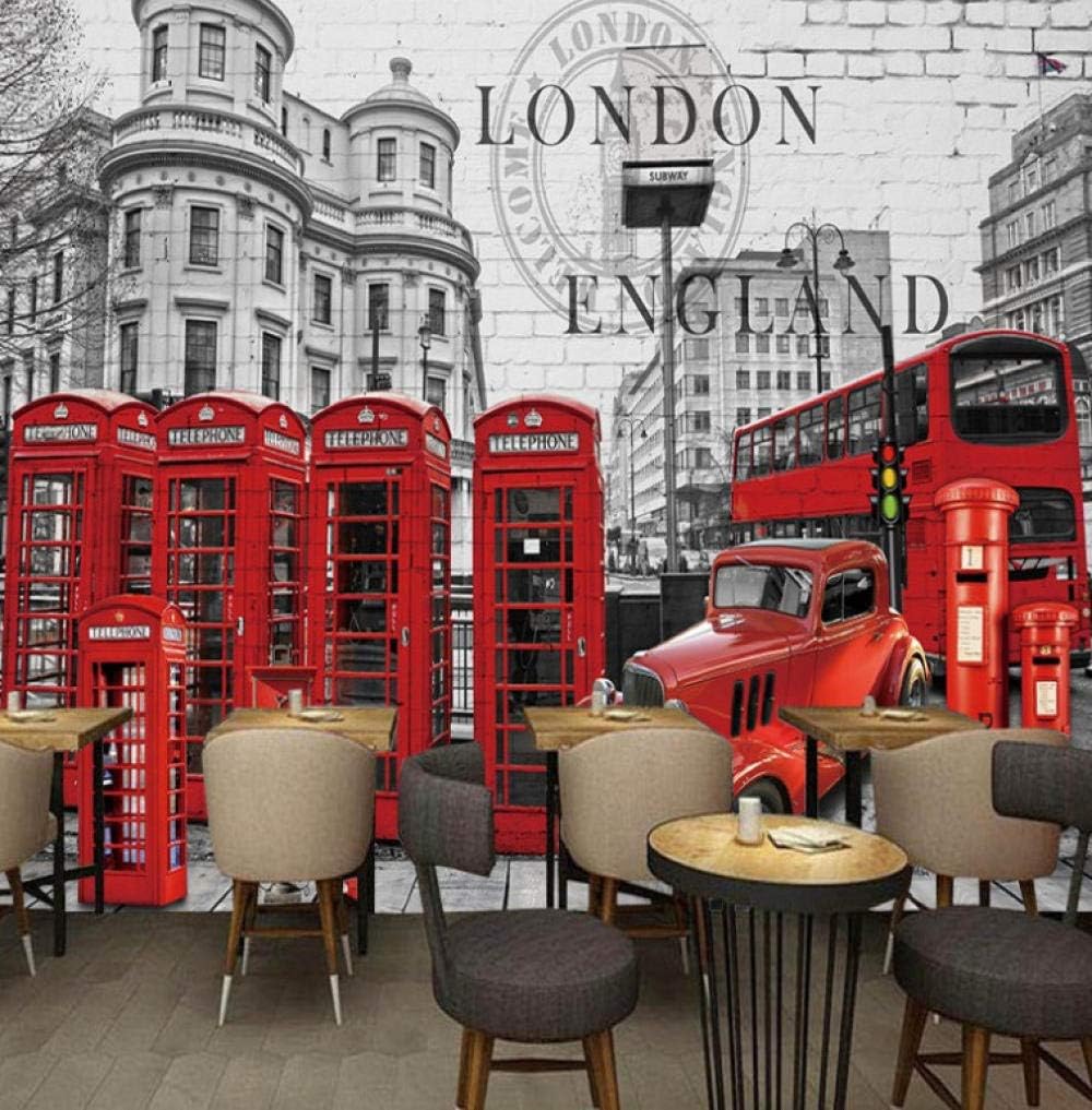 Lcymt 壁画の壁紙 カスタム3d写真の壁紙ノスタルジックなレトロなイギリスのバス赤い電話ブース英国風の背景壁画カフェレストランの壁紙 280x0cm 壁紙 Amazon