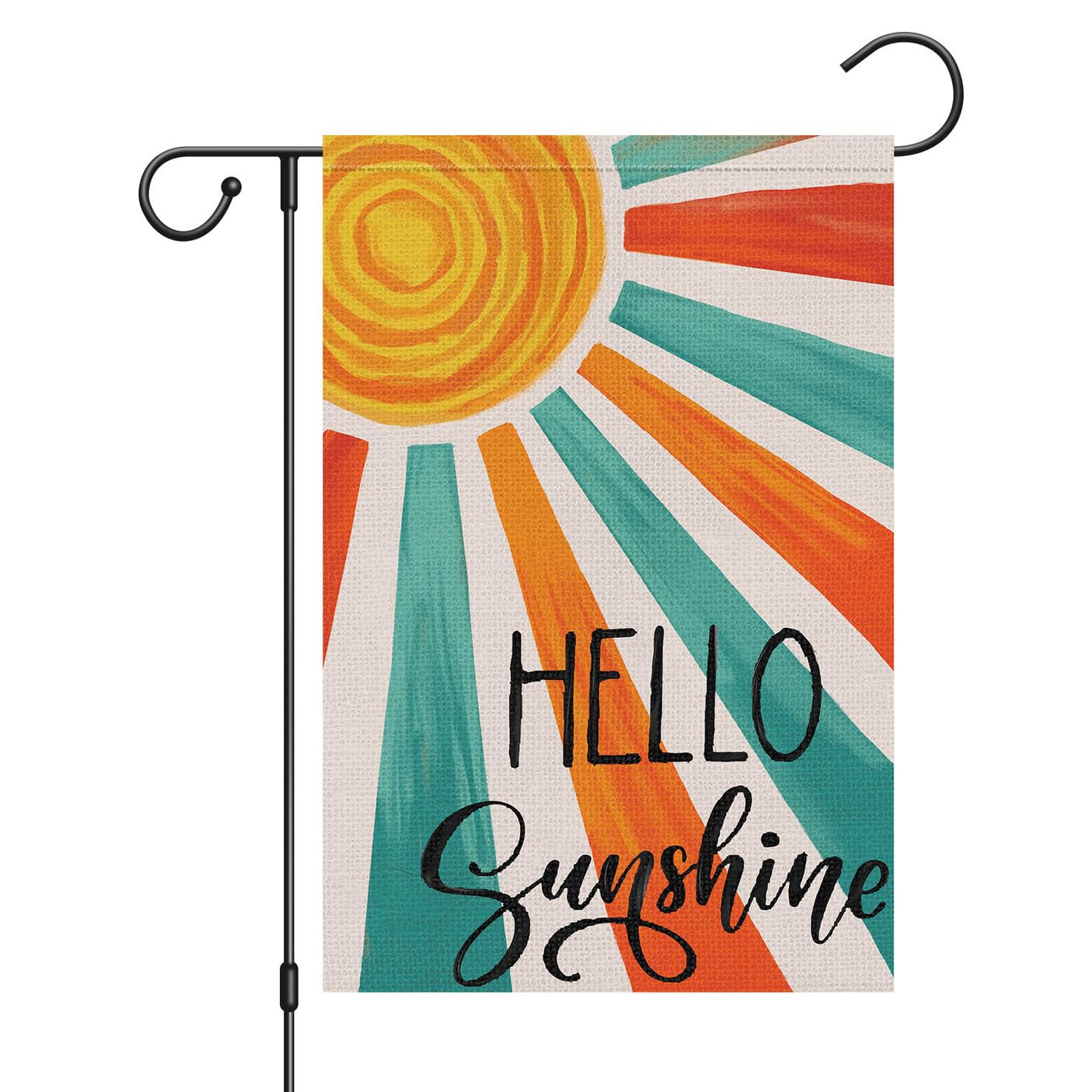 Louise Maelys Welcome Summer Sun Garden Flag 12x18 Double Sided, Burlap Small Boho Hello Sunshine Garden Yard House Flags Outside Outdoor Spring Seasonal Porch Lawn Decoration (ONLY FLAG)