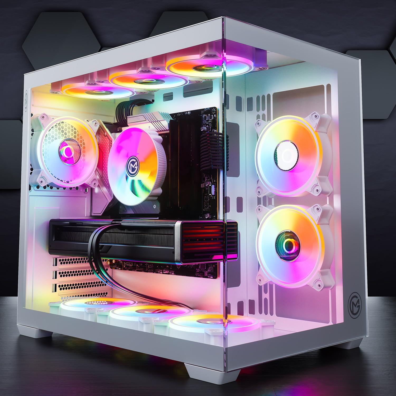 GameMachines Cube Snow Edition - Gaming PC - AMD Ryzen 7 5700X - AMD Radeon RX 9060-1TB SSD - 32GB DDR4 - WLAN - Win 11 Pro