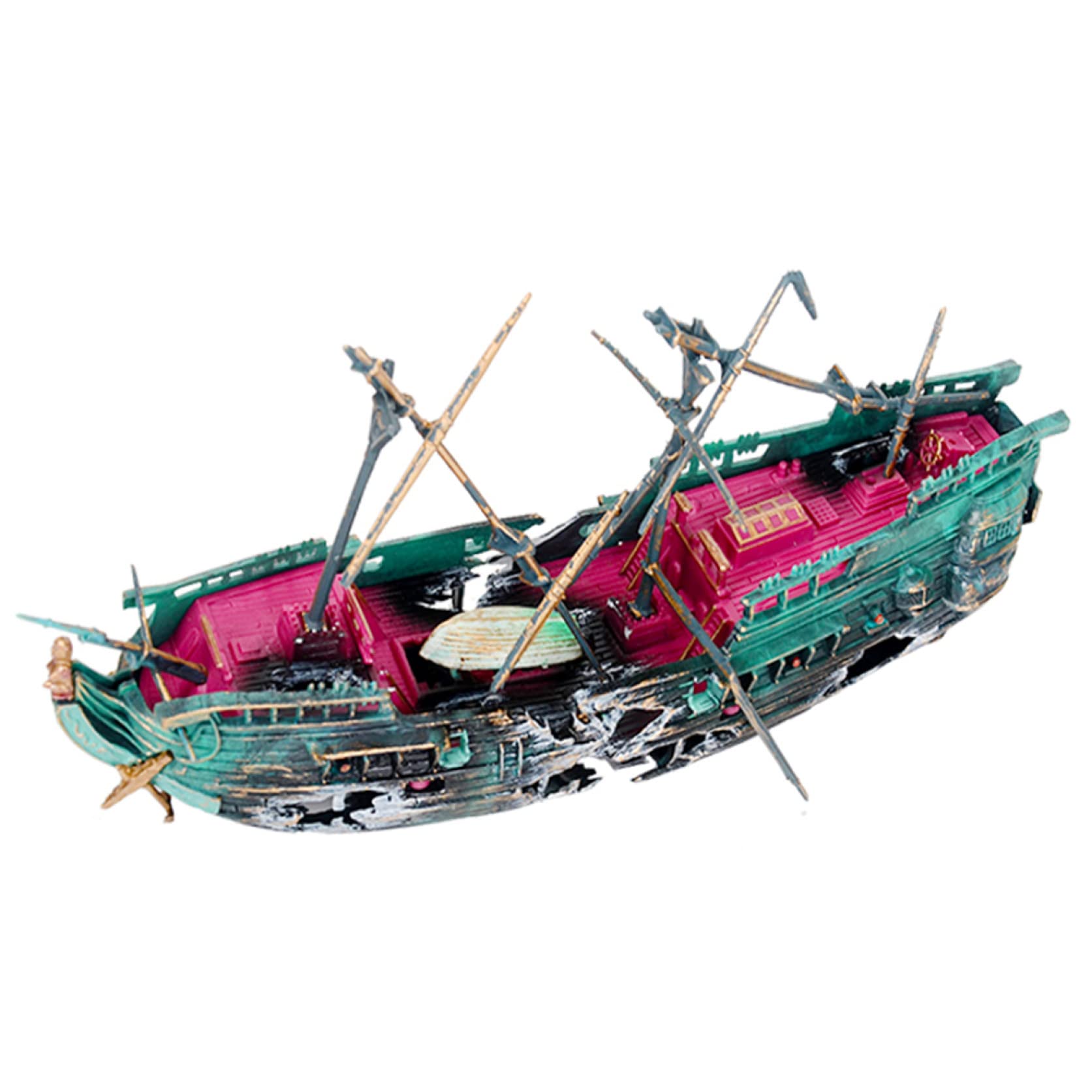 Dekoracje Akwarium, Duży wystrój akwarium krajobraz piracki statek złamany statek żywiczny zatopiony wrak powietrza podzielony wrak statku akcesoria do akwarium