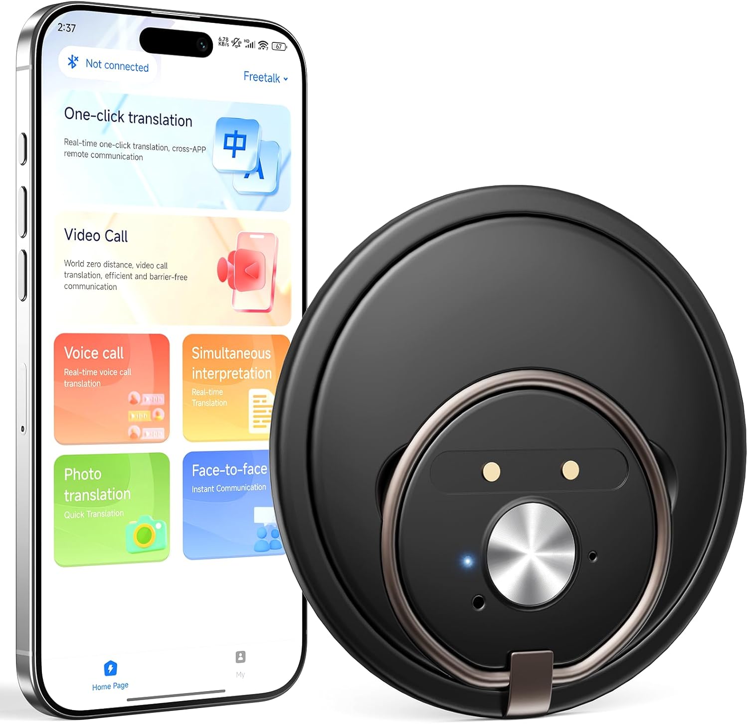 AI Tranlastor Device, 3-in-1 Translation Recorder, Instant Language Translator Device, Real Time Translation & Transcription, traductores inglés español 140+ Language for Meeting Black