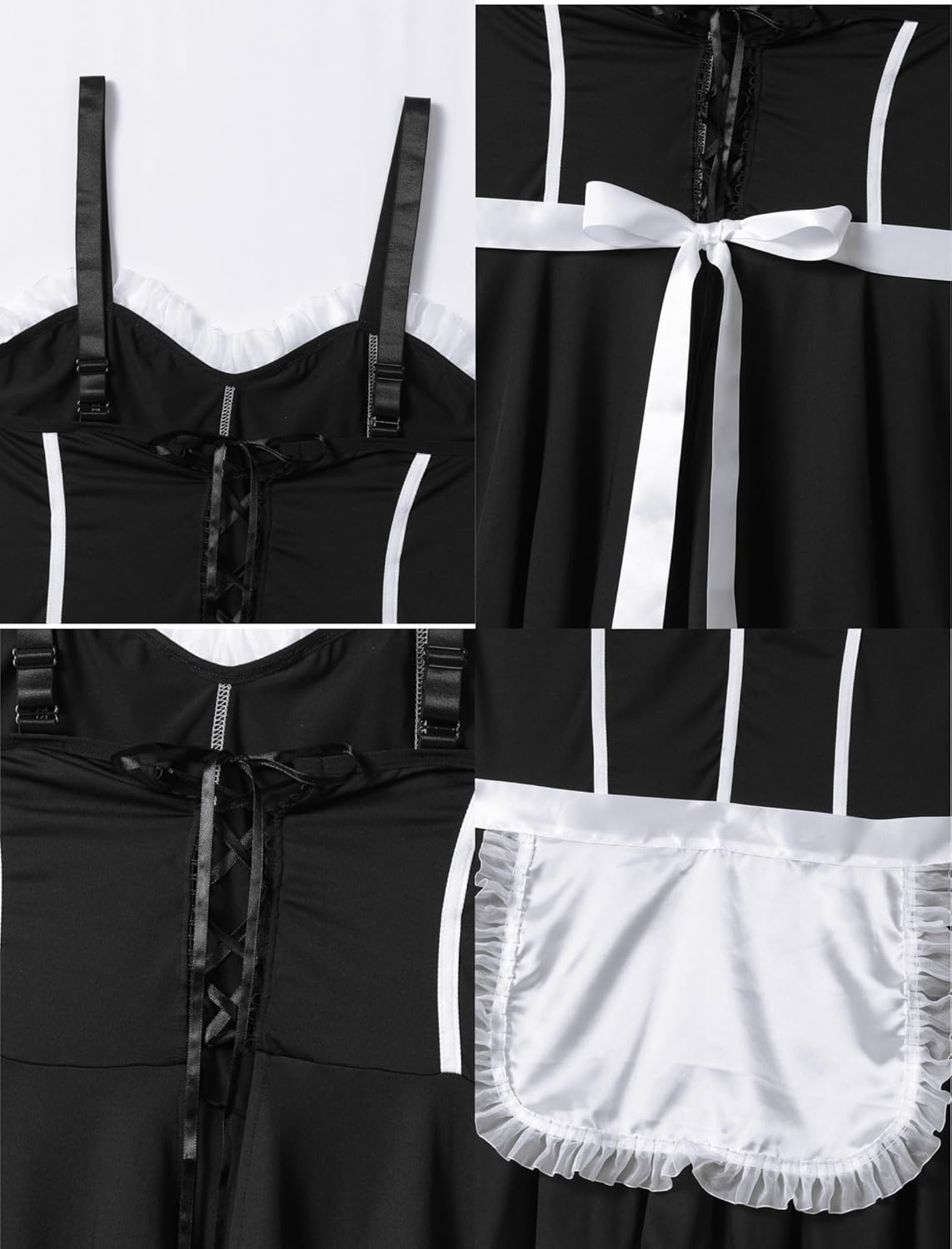 ABAFIP Men's Sissy Clothes Maid Lingerie Crossdresser Outfits Ruffle Dress Mini Apron set