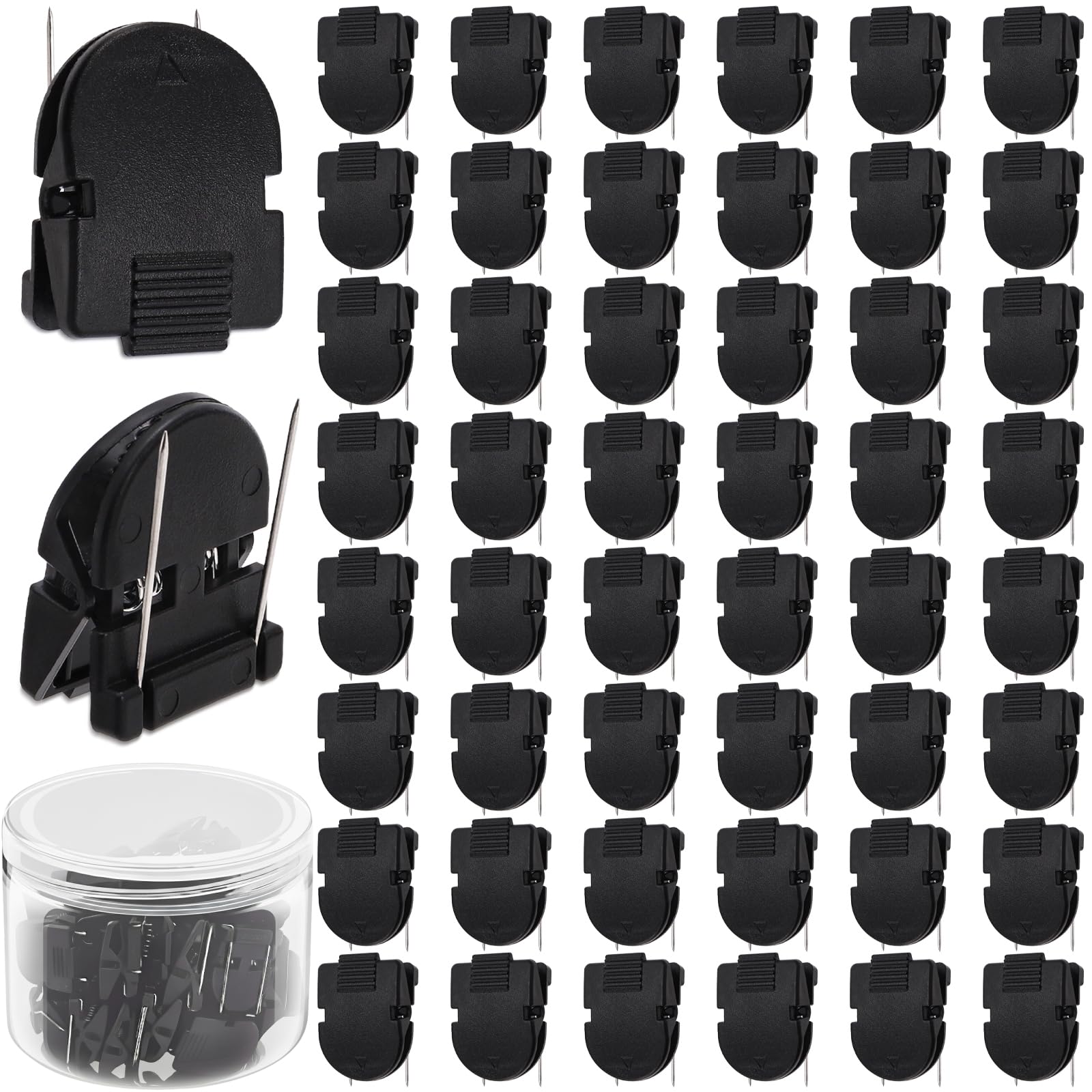ZOOFOX 50 Pieces Cubicle Clips, Plastic Stainless Steel Push Pin Clips Cubicle Hangers for Fabric Walls, Fabric Panel Cubicle Accessories for Hanging Photos, Notes, Memos, Data Cables, Standard Size