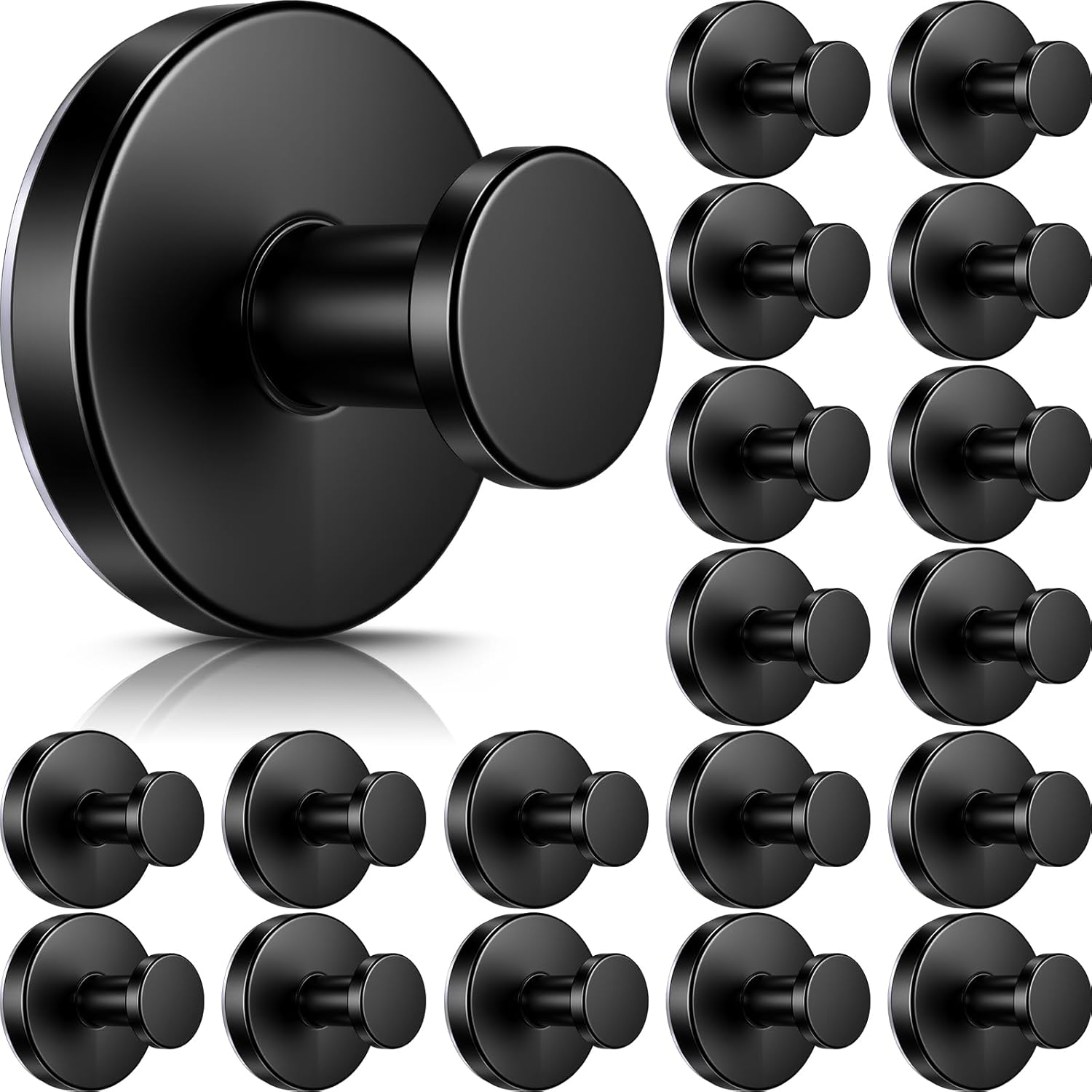 Sliner 20 Pack Suction Cup Hooks Bulk, Removable Metal Towel Hooks, Hanging Bath Robe Looafh Wreath Hanger for Inside Shower Bathroom Window Glass Window Door Hanging Wall (Black)