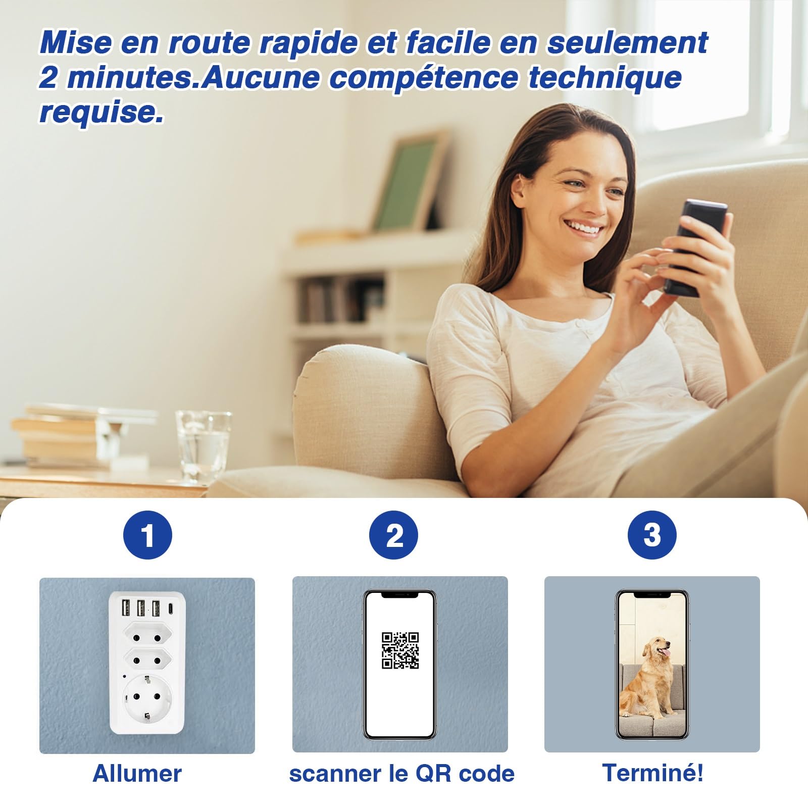 WIWACAM MW12 Caméra WiFi 4K Ultra HD, Emplacement pour Carte SD, Camera de Surveillance Interieur, détection de Mouvement Intelligente, Alarme sur téléphone Portable, Alarme par e-Mail